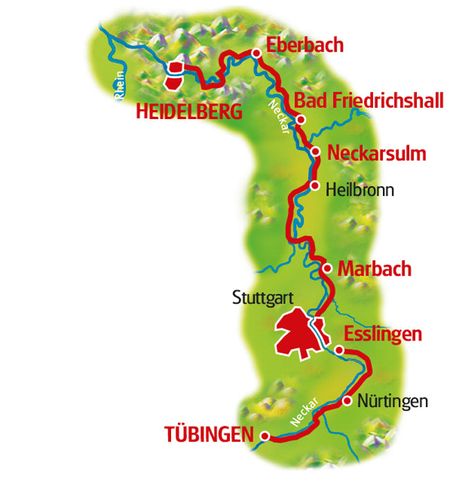 Map Neckar Cycle Path