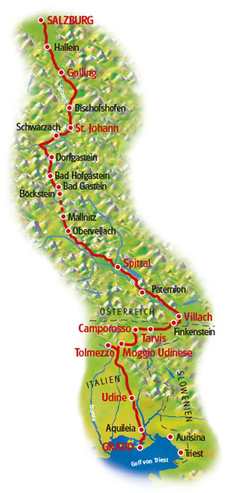 Karte Salzburg - Triest